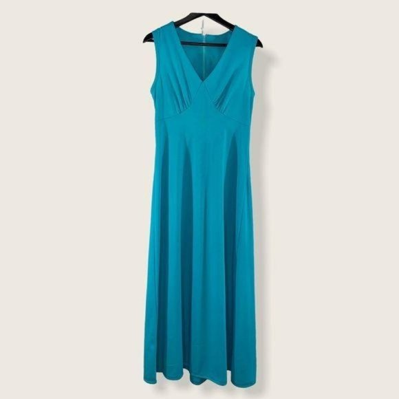 Vintage 60s Blue Full Length Casual House Dress Large - Picture 1 of 13